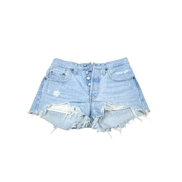 Levi's 501 Light Wash Denim Cutoff Shorts - Size 24 - Picture 9 of 9